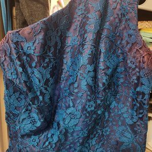 Blue lace one shoulder dress